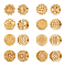 CHGCRAFT 16Pcs 8 Styles Brass Flower Spacer Beads Flat Round Flower Spacer Beads Floral Loose Charm Beads for Bracelet Necklace Earring Jewelry Making, Matte Gold Color 10x6mm