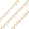 Round Glass Beaded Chains, Faceted, Unwelded, with Brass Curb Chains, Cadmium Free & Nickel Free & Lead Free, Golden, Misty Rose, 3x1.8x1mm