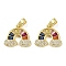 Brass Micro Pave Cubic Zirconia Pendants, Cadmium Free & Lead Free, Rainbow Charms, Real 18K Gold Plated, 12.5x14.5x3mm, Hole: 4.5x2.3mm