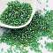 Transparent Colours Glass Seed Beads, AB Color Plated, Cylinder, Lime Green, 2x2mm, Hole: 1mm