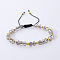 Bohemian Style Handmade Glass Braided Bead Bracelets for Women, with Brass Beads, Peru