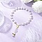 Tibetan Style Alloy Angel Charm Bracelets, Pearlized Glass Pearl Round Bead Bracelets, with 304 Stainless Steel Chandelier Component Links, Antique Golden, Inner Diameter: 2-7/8 inch(7.3cm)pendant: 22.5x14x8mm