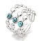 304 Stainless Steel Synthetic Turquoise Cuff Rings, Round Wide Band Open Rings for Women Men, Stainless Steel Color, 15mm, Inner Diameter: Adjustable