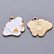 Alloy Enamel Pendants, Dog, Light Gold, White, 20.5x26x1.5mm, Hole: 2mm