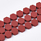 Spray Painted Non-magnetic Synthetic Hematite Beads Strands, Hexagon, Red, 6.5x6x2.5mm, Hole: 1mm, about 66pcs/strand, 15.7 inch