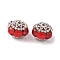 Acrylic Rhinestone Rondelle Beads, with Alloy & Glass, for Beadable Pens, Keychains and Jewelry, Antique Silver & Silver, Red, 21.5x20x15mm, Hole: 2mm