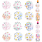 12Pcs 6 Colors Handmade Polymer Clay Beads, with Rhinestone, Round with Rose, Mixed Color, 2cm, Hole: 3mm, 2pcs/color