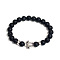 Natural Lava Rock Round Beaded Stretch Bracelet with Turtle