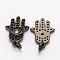 Palm with Evil Eye Brass Micro Pave Cubic Zirconia Pendants, Cadmium Free & Nickel Free & Lead Free, Gunmetal, 16x11x2mm, Hole: 3mm
