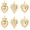 6Pcs 3 Styles Rack Plating Brass Pendants,  with Jump Ring, Lead Free & Cadmium Free, Long-Lasting Plated, Sacred Heart Charm, Real 18K Gold Plated, 31~32x20~25.5x3.5~5mm, Hole: 3~3.5mm, 2pcs/style