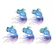 UV Printing Acrylic Pendants, with Spray Paint Bottom, Goldfish, Dodger Blue, 30x25x4mm, Hole: 1mm