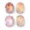 Brass Glass Rhinestone Sew on Rhinestones, Faceted, Oval, Mixed Color, Platinum, 14x10x7mm, Hole: 1.2mm