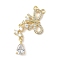 Brass Micro Pave Cubic Zirconia Pendants, Bowknot, Lead Free & Cadmium Free, Long-Lasting Plated, Real 18K Gold Plated, Rack Plating, Clear, 35.5x18.5x3mm, Hole: 1.2mm