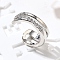 Brass Clear Cubic Zirconia Cuff Earrings, Two-layer C-Shaped, Platinum, 5.5x11.5x13mm