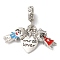 Rack Plating Alloy Crystal Rhinestone European Dangle Charms, Large Hole Heart & Boy & Girl Pendants with Enamel, Cadmium Free & Nickel Free & Lead Free, Platinum, 29mm, Hole: 5mm