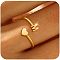 Brass Cuff Rings, Heart and Letter, Golden, Letter M, Inner Diameter: 17~19mm