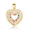 Brass Micro Pave Colorful Cubic Zirconia Pendants, Cadmium Free & Nickel Free & Lead Free, Heart Charms, Real 18K Gold Plated, 21x20x2mm