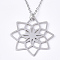 Non-Tarnish 201 Stainless Steel Pendant Necklaces, with Cable Chains, Lotus, Stainless Steel Color, 17.5 inch~17.9 inch(44.5~45.5cm), 1.5mm, Lotus: 29.5x29.5x1mm