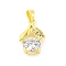 Brass Micro Pave Clear Cubic Zirconia Pendants, Cadmium Free & Nickel Free & Lead Free, Real 18K Gold Plated, Leaf, 18x12.5x7.5mm, Hole: 5x3.5mm