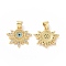 Brass Micro Pave Cubic Zirconia Pendants, Cadmium Free & Lead Free, Sun with Evil Eye Charms, Golden, 21x18x2.5mm, Hole: 5x3mm