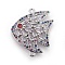 Brass Micro Pave Cubic Zirconia Links, Fish, Colorful, Platinum, 23x19.5x4mm, Hole: 1.2mm