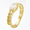 Adjustable Brass Micro Pave Cubic Zirconia Cuff Rings, Open Rings, Long-Lasting Plated, Rectangle, Golden, Clear, US Size 6(16.5mm)
