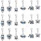 Evil Eye Pendant Decorations, Alloy & Resin Lobster Clasp Charms, Lotus Flower & Owl & Elephant & Eye & Butterfly & Tortoise, Antique Silver & Platinum, 28~36mm, 6pcs/set, 4 sets/box