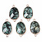 Natural African Turquoise(Jasper) Link Connectors, with Golden Plated Brass Edge and Loop, Faceted, Oval, 31.5x17x5~6.5mm, Hole: 2mm