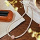 Ожерелья из круглых бусин из искусственного жемчуга и натурального розового кварца для женщин и девочек DW1725-1