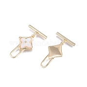 Застежки-тоггл из натуральной пресноводной белой латуни KK-T062-235G
