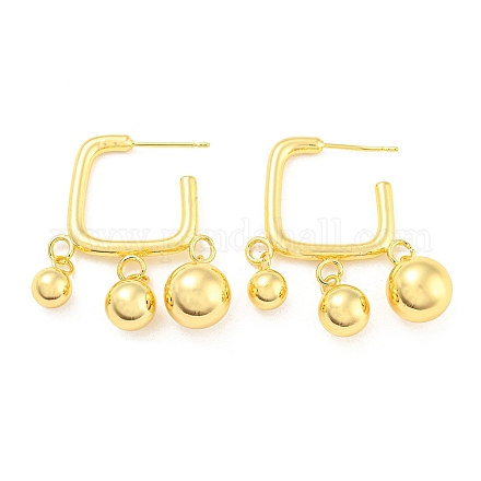 Серьги-гвоздики из латуни с круглым шариком и стойкой EJEW-A028-18G-1