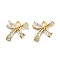 Brass Micro Pave Clear Cubic Zirconia Charms, Cadmium Free & Nickel Free & Lead Free, Bowknot, Real 18K Gold Plated, 10x11x3.5mm, Hole: 1.4mm