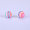 Printed Round Silicone Focal Beads, Colorful, 15x15mm, Hole: 2mm