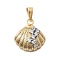 Brass Pendants, Cadmium Free & Lead Free, with Micro Pave Cubic Zirconia, Shell Shape, Platinum & Golden, 20x18x6.5mm, Hole: 3.5x6mm