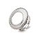 304 Stainless Steel Cuff Ring Components, Pad Ring Settings, Flat Round, Stainless Steel Color, Tray: 14.5mm, Inner Diameter: 18mm