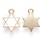 Alloy Enamel Pendants, for Jewish, Star of David, Light Gold, White, 16.5x12x2mm, Hole: 1.6mm