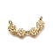 Brass 4 Flowers Links Connector Charms, Cadmium Free & Nickel Free & Lead Free, Real 18K Gold Plated, 43x7x2mm, Hole: 1mm