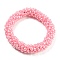 Crochet Glass Beads Braided Stretch Bracelet, Nepel Boho Style Bracelet, Pink, Inner Diameter: 1-3/4 inch(4.5cm)