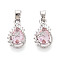 Brass Micro Pave Cubic Zirconia Pendants, Cadmium Free & Nickel Free & Lead Free, Teardrop, Platinum, 16x9.5x5~5.5mm, Hole: 4.5x2.5mm
