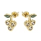 Brass Brass Micro Pave Cubic Zirconia Stud Earrings, with Enamel, Long-Lasting Plated, Cadmium Free & Lead Free, Real 18K Gold Plated, Grape, 13x10.5mm