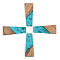 Transparent Resin & Walnut Wood Pendants, with Gold Foil, Trapezoid, Dark Turquoise, 30x12x3mm, Hole: 2mm