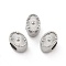 304 Stainless Steel European Beads, Big Hole Beads, Stainless Steel Color, Oval, 10x7x7.5mm, Hole: 4mm