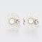 Non-Tarnish 304 Stainless Steel Stud Earring Findings, with Loop, Flower, Stainless Steel Color, 15.5x14mm, Hole: 1mm, pin: 0.7mm