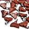 Natural Red Jasper Pendants, with Stainless Steel Color Plated 201 Stainless Steel Snap on Bails, 18~18.5x20~20.5x4.5~5mm, Hole: 7.5x4.5mm