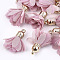 Chiffon Pendants, with CCB Plastic, Two Tone, Flower, Golden, Flamingo, 30~35x25~32mm, Hole: 1.6mm