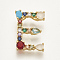 Brass Micro Pave Cubic Zirconia Pendants, Cadmium Free & Nickel Free & Lead Free, Letter, Colorful, Golden, Letter.E, 20.5x14.5x6mm, Hole: 3x2mm