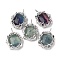 Natural Colorful Fluorite Pendants, Brass Flower Charms, Rack Plating, Long-Lasting Plated, Lead Free & Cadmium Free, Platinum, 36x26.5x11mm, Hole: 3x4.5mm