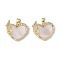 Brass & Shell & Clear Cubic Zirconia Charms, Cadmium Free & Nickel Free & Lead Free, Heart & Star Charms, Real 18K Gold Plated, 12.5x15.5x6mm, Hole: 2.5x4mm