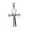 Tarnish Resistant 304 Stainless Steel Pendants, Ankh Cross, Stainless Steel Color, 44.5x25x2.5mm, Hole: 5x8.5mm