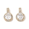 Brass Micro Pave Cubic Zirconia Pendants, Cadmium Free & Nickel Free & Lead Free, Flat Round Charms, Real 18K Gold Plated, 12.5x8.5x5mm, Hole: 1.4x3mm
